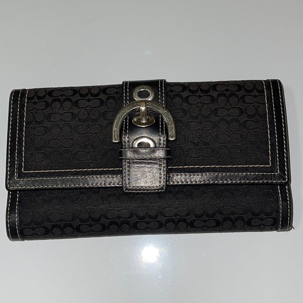 Coach Vintage Black Signature C Canvas With Buckle Wallet